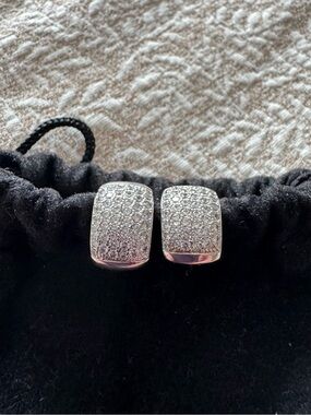 Elle - Sterling Silver Pave Huggie Hoop Earrings - Women Jewelry